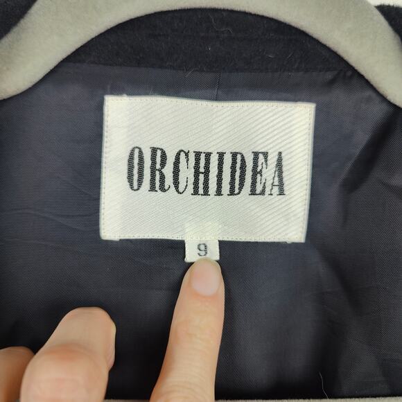 Vintage Orchidea Angora Wool Coat Womens 9‎ Medium Black Button Funnel Neck - Picture 8 of 11